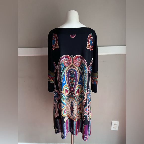 Tiana B. Black Dress with Vibrant Paisley Design Size XL - Picture 2 of 5